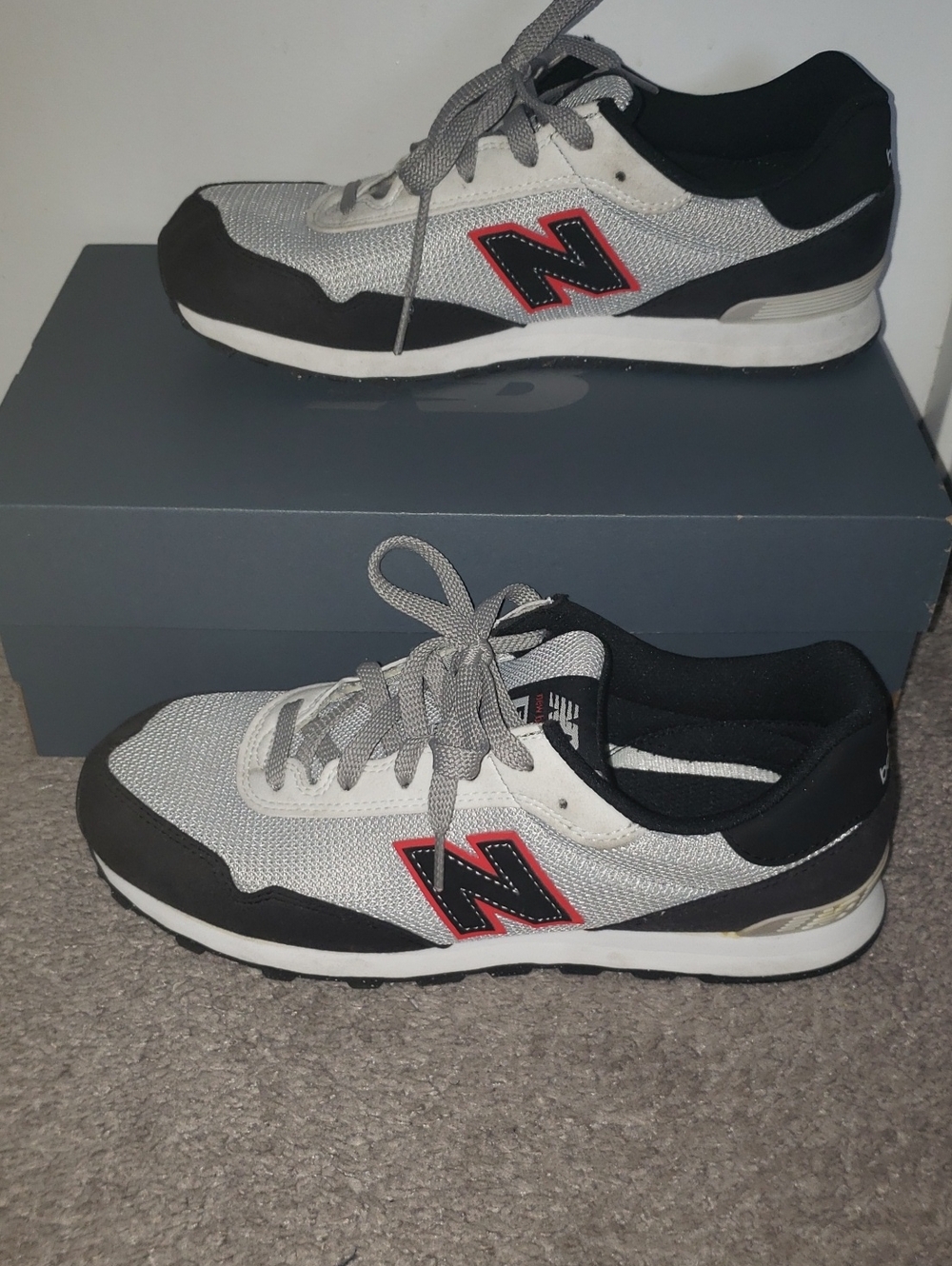 New Balance Gray Black & Red Kids' Casual Sneakers